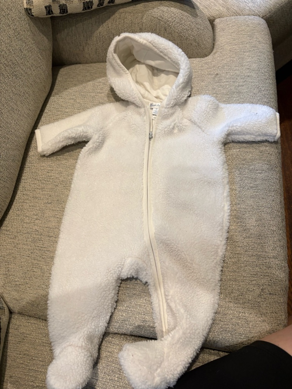 Ralph Lauren White Sherpa Hooded Baby One-Piece